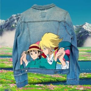 ‘A Walk In The Skies’ Howls Moving Castle Inspired Hand Painted Denim Jacket